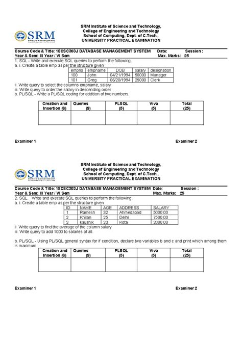 DBMS QP - College of Engineering and Technology School of Computing ...
