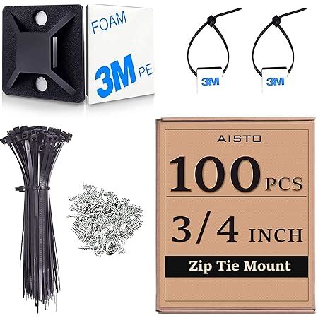 Self-Adhesive Cable Tie Holders Zip Mounts Bases for Home Office ...