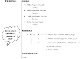 Solving Simple Equations Notes - Unit 1.1 - Algebra 1 by Infinite ...