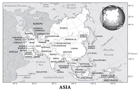 Free Printable Physical Map of Asia in Detailed [PDF]