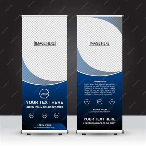 Простая концепция синего и черного цвета Roll Up Banner шаблон ...