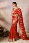 Buy Red Jacquard, Silk Chand Noor Woven Saree With Unstitched Blouse ...