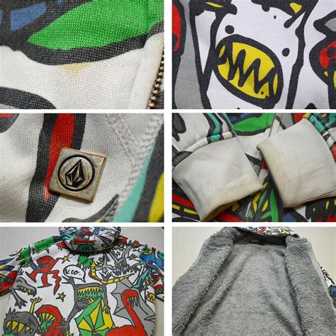 1点物 ボルコムVOLCOMボア付き総柄ジップアップパーカー古着メンズレディースOK90sストリート/スポーツMixトレーナー厚手スウェット ...