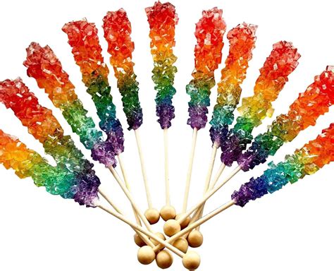 Amazon.com : Rainbow Rock Candy - Colorful Rock Candy Sticks ...