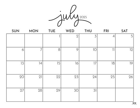 July Calendar 2025