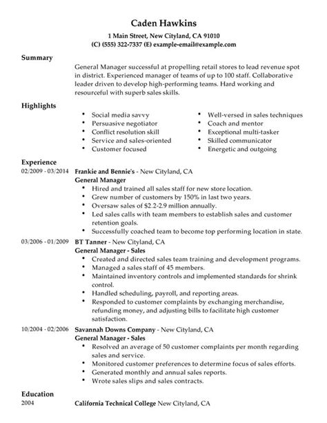 Image result for General Manager Resume Example