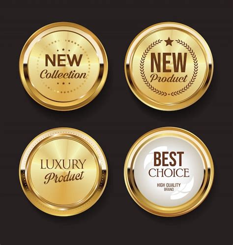Retro vintage golden badges collection | Premium Vector