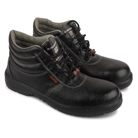 Aktion Safety Genuine Leather Shoes SA-209 - Size 9, Black : Amazon.in ...