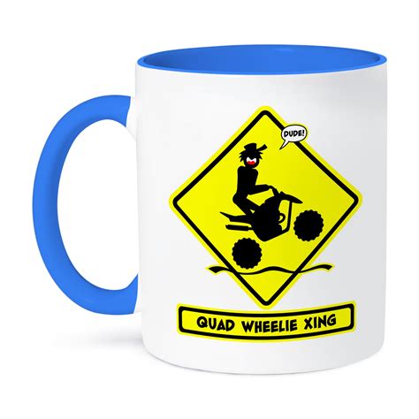 3dRose, road sign, quad wheelie xing, stickman and his atv, black image ...