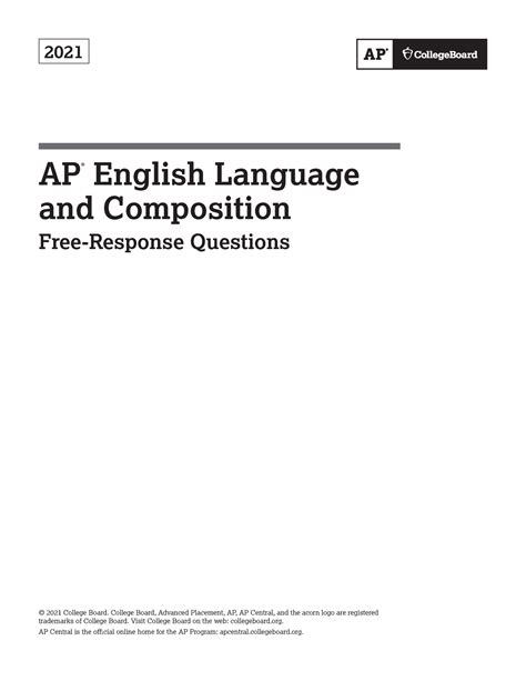 Ap21 frq english language - 2021 AP ® English Language and Composition ...