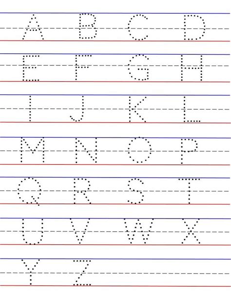 Traceable Capital Letters Alphabet Lined Paper Red Bottom, Blue Top ...