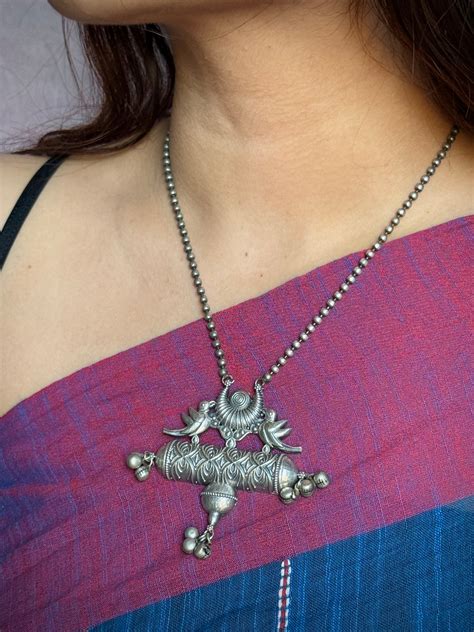 Birds Oxidised Necklace with Chain – Jhumki Wala