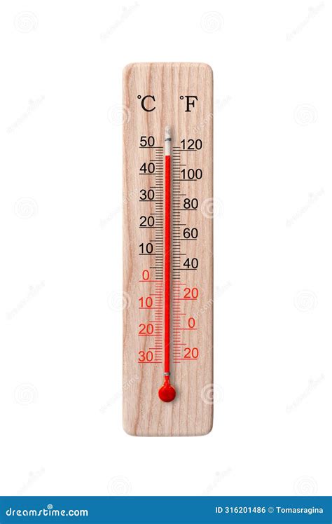 Wooden Celsius and Fahrenheit Scale Thermometer Isolated on a White ...