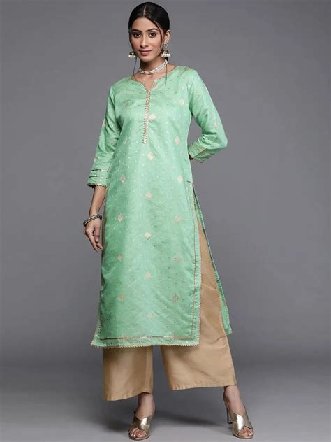 Buy Green Woven Design Chanderi Silk Kurta Online at Rs.379 | Libas
