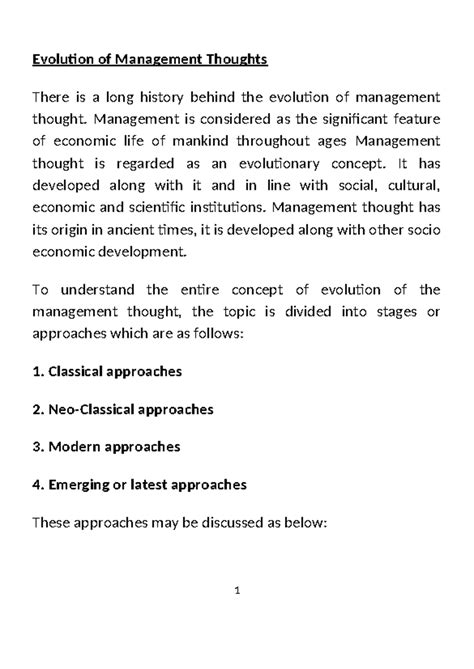 Managerial Func-WPS Office - Evolution of Management Thoughts There is ...