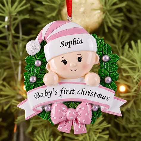 Amazon.com: Personalized Baby's Girl First Christmas Ornament 2024 ...