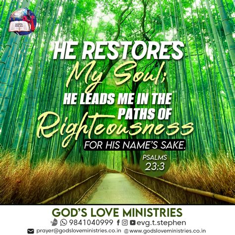 Psalm 23:3 :: God's Love Ministries - Today's Promise