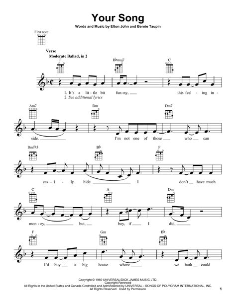 Your Song by Elton John - Ukulele - Guitar Instructor