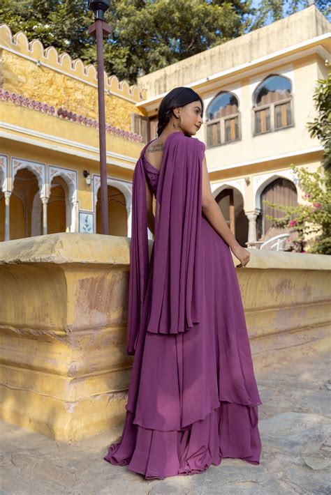 ANTARA GRAPE EMBROIDERED LEHENGA SET – Deasha India