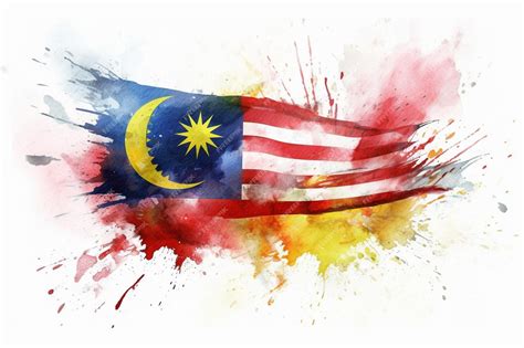 Premium Photo | Watercolor painting flag of malaysia hand drawing brush ...