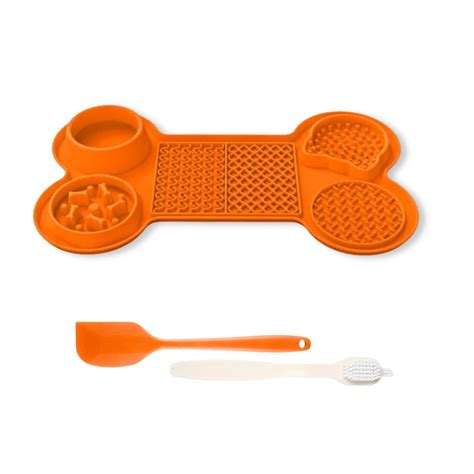 Foodie Puppies 6in1 Bone Lick Mat with Cleaning Brush and Spatula ...