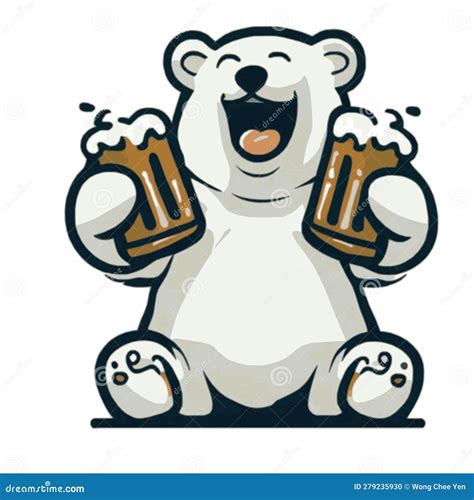 Polar Bear Holding Large Beers Laughing Vector Graphics Royalty-Free ...