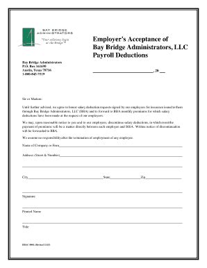 Employers Acceptance Of Bridge AdministratorsLLC Payroll - Fill and ...