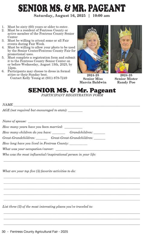 Senior Ms. & Mr. Pageant 2025 Fentress County Fair, Fentress County ...