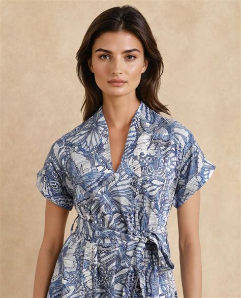 Rareism Women Bharnaj Blue Cotton Blend Fabric 3/4Th Sleeve Johnny Col