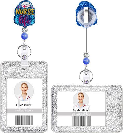 Amazon.com : 8pcs Nurse Badge Reel Bling Glitter Nurse Badge Reels ...