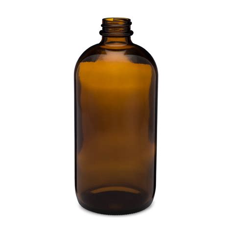 16 oz / 480 ml Amber Boston Round Bottle - Carow Packaging
