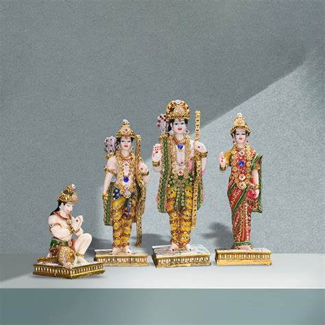 Buy Craft_N_Decor Ram Darbar Idol | Resin Ram Laxman Sita Hanuman Murti ...