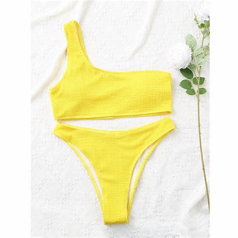 Buy Women Swimsuits Female Sexy Bikini One Shoulder Bikinis Set High ...