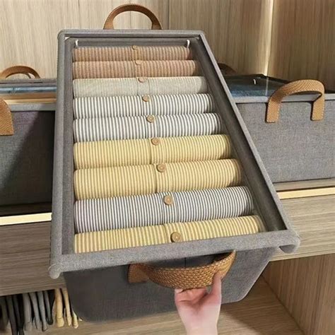 Foldable Storage Organizer Basket with Lid – Transparent Fabric Closet ...