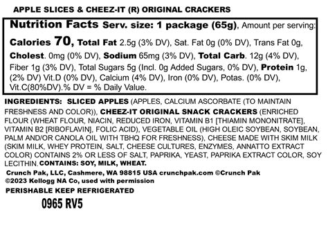 Cheez-Its Nutrition Facts - Free Printable Nutrition Facts