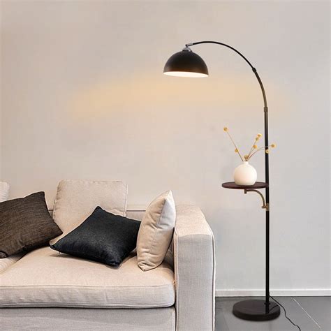 Modern Floor Lamp with Shelves,Wood Shelf End Table Floor Lamp with ...