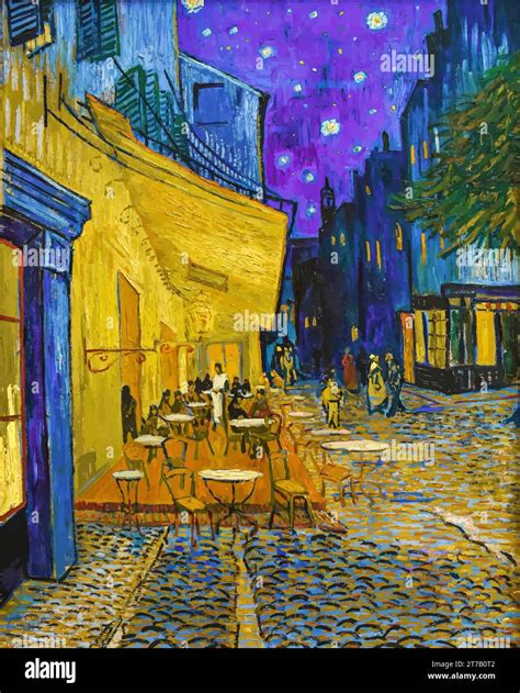 Cafe terrace at night van gogh Stock Vector Images - Alamy