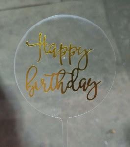 Omkraft Imported Designer Clear Acrylic Happy Birthday Cake Topper(Pack ...
