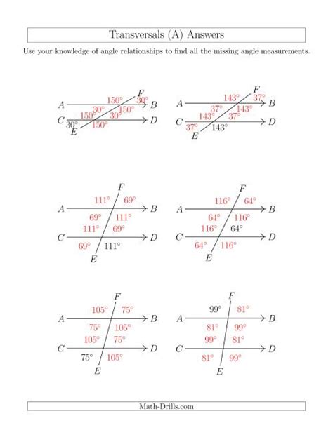 Image result for Transversal Worksheet