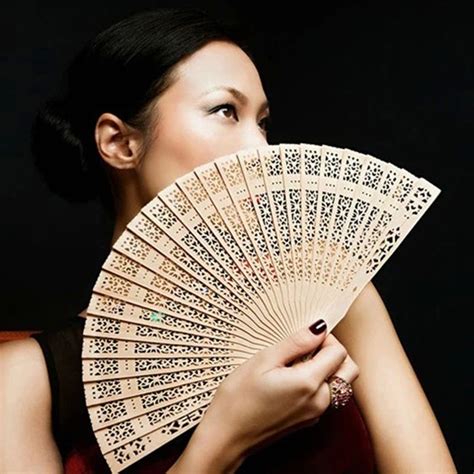 MENGXIANG Chinese Style Wooden Fan Bamboo Party Pocket fans Summer Art ...