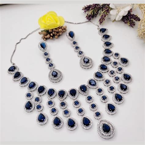 Kavita Art Silver Plated American Diamond Necklace Set – JewelEMarket