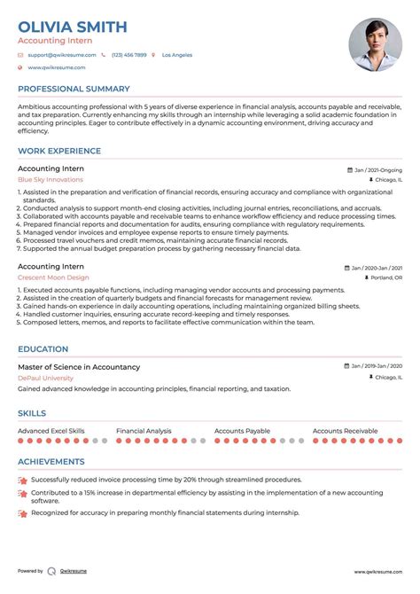 10+ Accounting Intern Resume Samples & Templates for 2025
