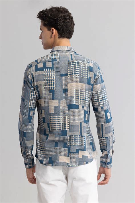 Buy Men's GeoGlam Blue Shirt Online | SNITCH