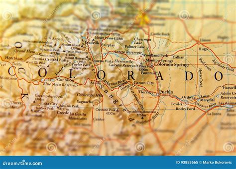 Geographic Map of Colorado State Close Stock Image - Image of national ...