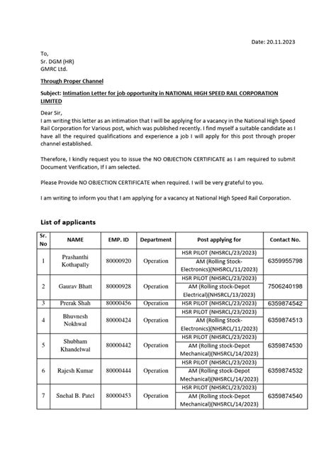 Image result for Intimation Letter Format