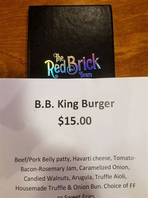 Menu at Red Brick Tavern restaurant, Conroe, 119 Simonton St