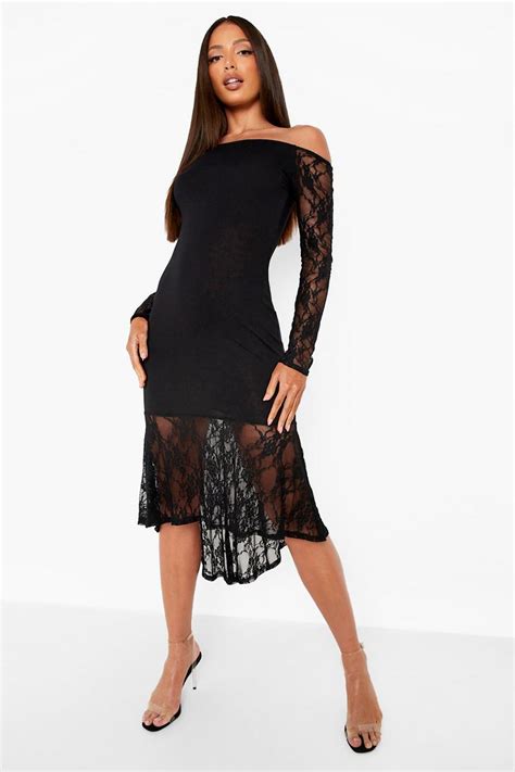 Tall Off The Shoulder Lace Midi Dress | boohoo USA