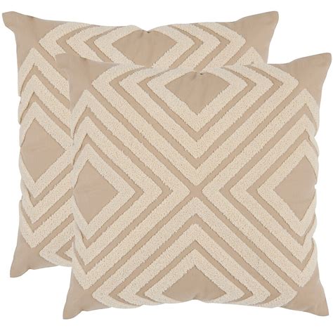 Safavieh Stella 2-Piece 18-in x 18-in Crème Indoor Decorative Pillow in ...