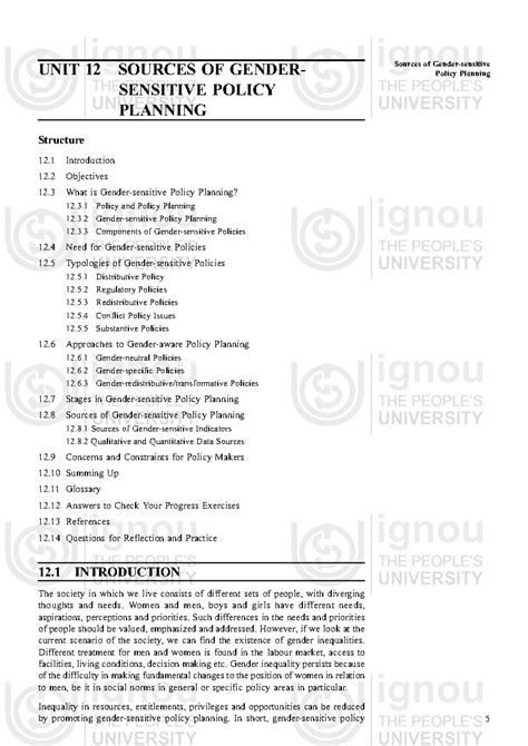 Sources of Gender Sensitive Policy Planning - 5 Sources of Gender ...