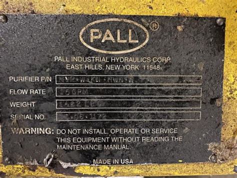 PALL PORTABLE OIL FILTRATION SYSTEM HVP-W-KN-HWN-W- in Wisconsin, USA